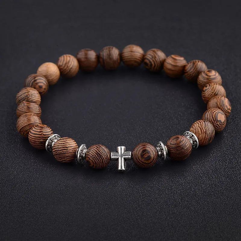 Wood Beads Cross Bracelet - Gro Limitless